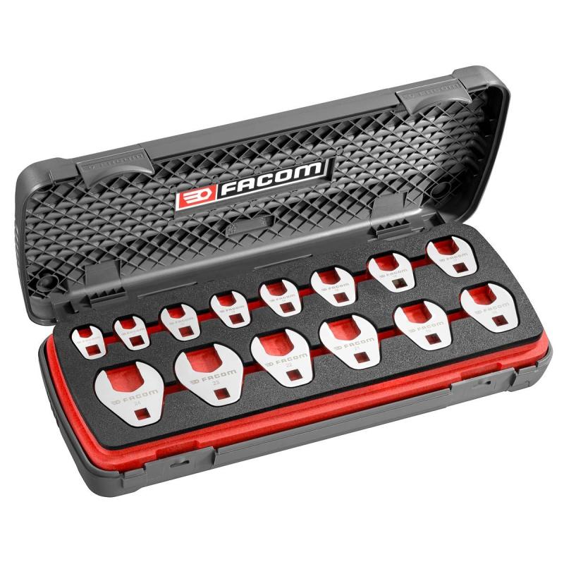 J.J14CF - zestaw 14 końcówek widełkowych Crowfoot 3/8", metrycznych 10 - 24 mm