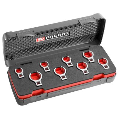 J.J8FLU - zestaw 8 końcówek widełkowych Crowfoot 3/8" do rur, calowych 5/8" - 1'1/16"