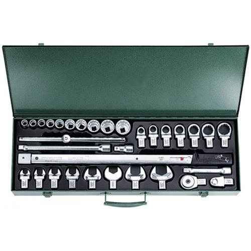 730R/40/32 - Zestaw: klucz dyn.80-400 Nm z nasadkami w walizce metalowej,32-częściowy, 96502053