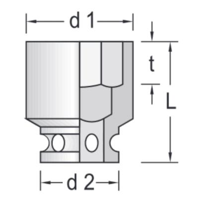 K 37 46 - Nasadka 1'1/2", 6-kątna, metryczna 46 mm