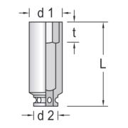 K 37 L 70 - Nasadka 1'1/2" długa 6-kątna, metryczna 70 mm