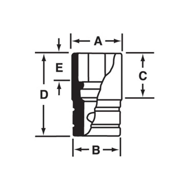 F308 - Nasadka 3/8" 8-kątna, krótka, calowa, 1/4"