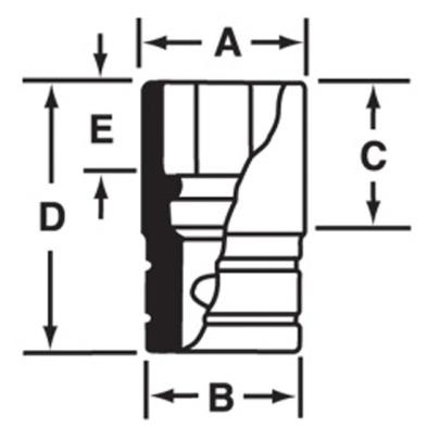 F310 - Nasadka 3/8" 8-kątna, krótka, calowa, 5/16"