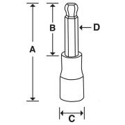 FAB10E - Nasadka trzpieniowa 3/8" do śrub 6-kątnych z kulką calowych, 5/16"