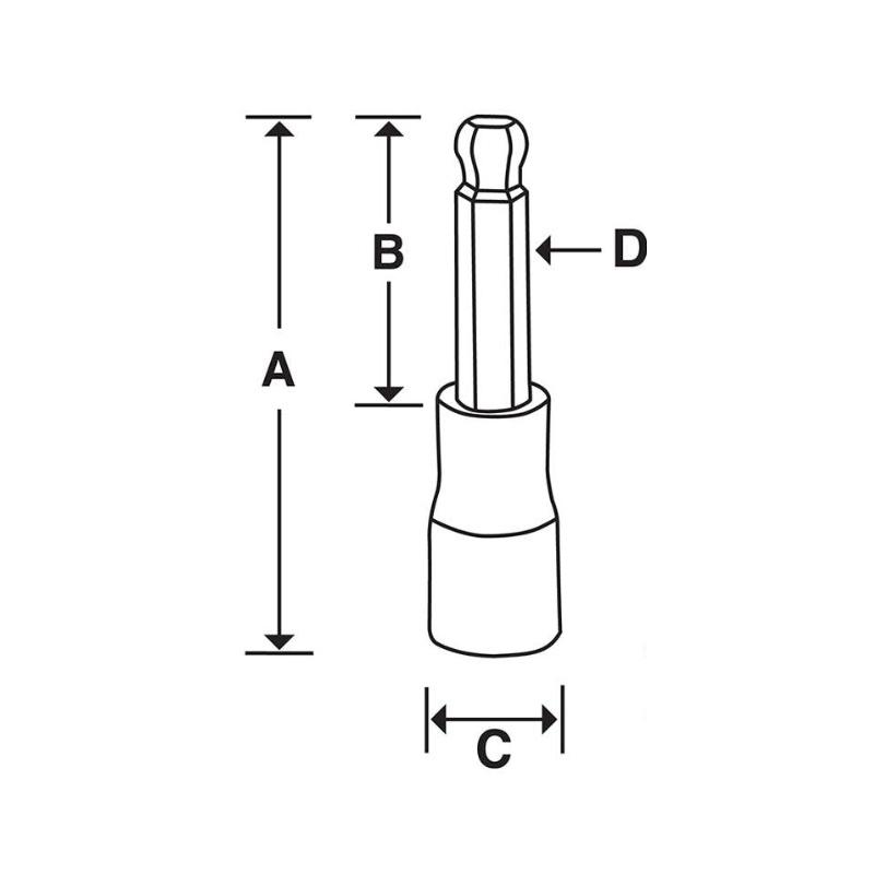 FABM7E - Nasadka trzpieniowa 3/8" do śrub 6-kątnych z kulką metrycznych, 7 mm