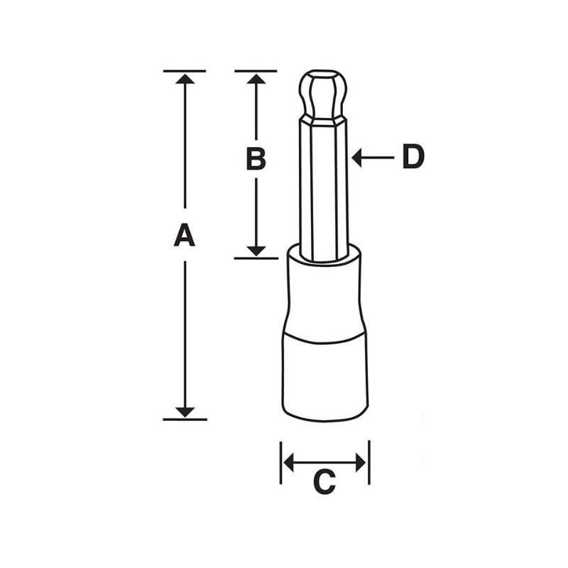 FABM8E - Nasadka trzpieniowa 3/8" do śrub 6-kątnych z kulką metrycznych, 8 mm