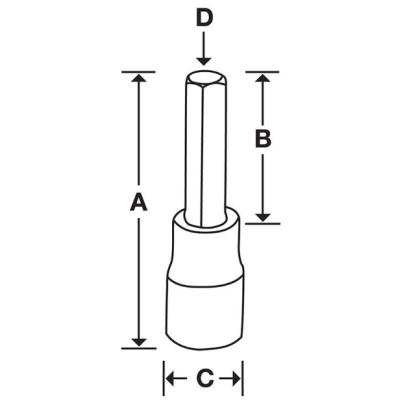 FAM4E - Nasadka trzpieniowa 3/8" do śrub 6-kątnych metrycznych, 4 mm