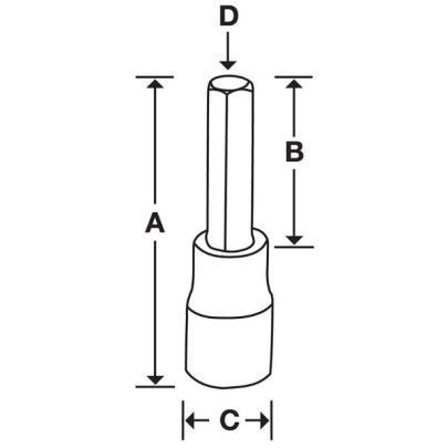 FAM12E - Nasadka trzpieniowa 3/8" do śrub 6-kątnych metrycznych, 12 mm