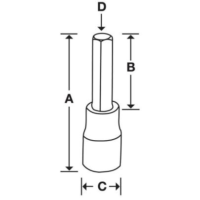 FAML4E - Nasadka trzpieniowa długa 3/8" do śrub 6-kątnych metrycznych, 4 mm