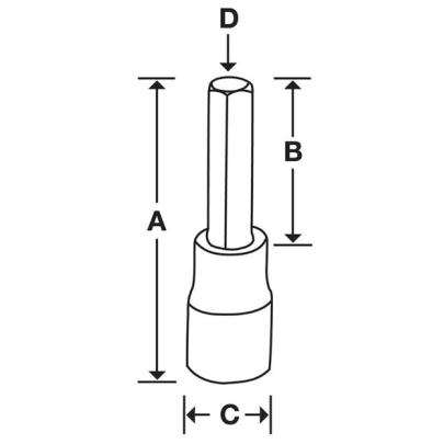 FAML5E - Nasadka trzpieniowa długa 3/8" do śrub 6-kątnych metrycznych, 5 mm