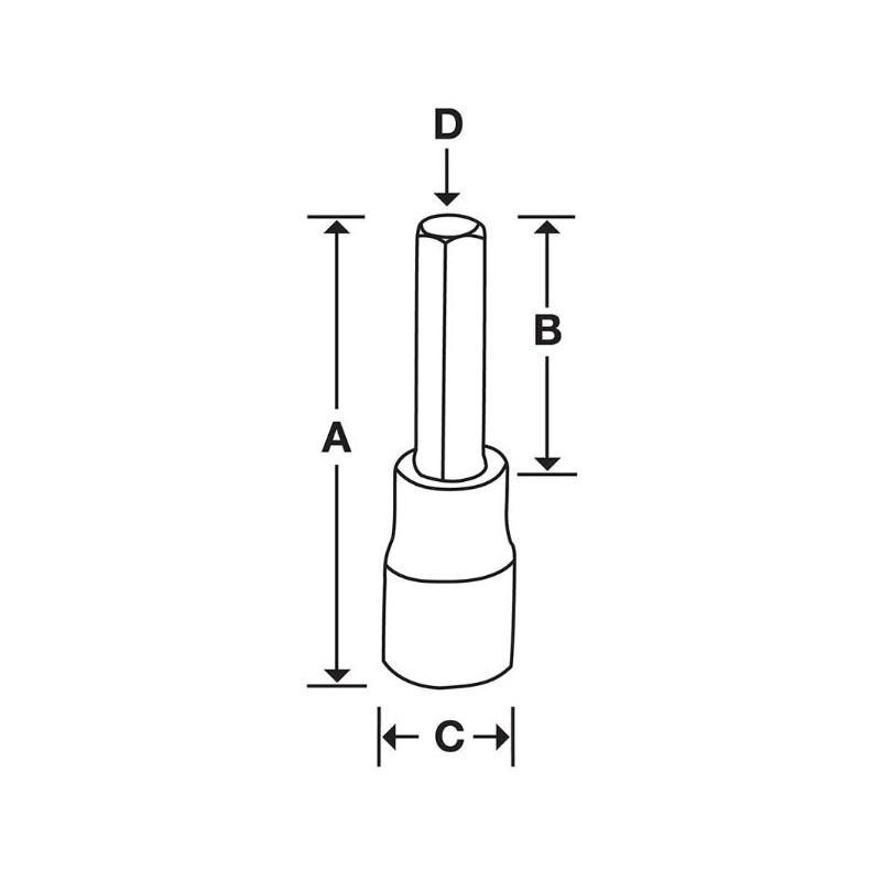 FAML7E - Nasadka trzpieniowa długa 3/8" do śrub 6-kątnych metrycznych, 7 mm