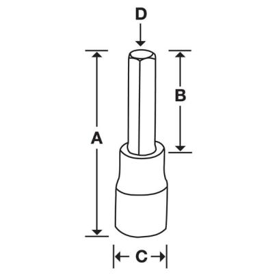 FAML10E - Nasadka trzpieniowa długa 3/8" do śrub 6-kątnych metrycznych, 10 mm