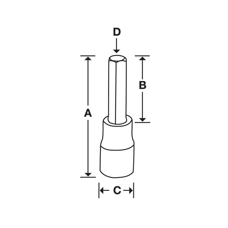 FAMXS9E - Nasadka trzpieniowa krótka 3/8" do śrub 6-kątnych metrycznych, 9 mm