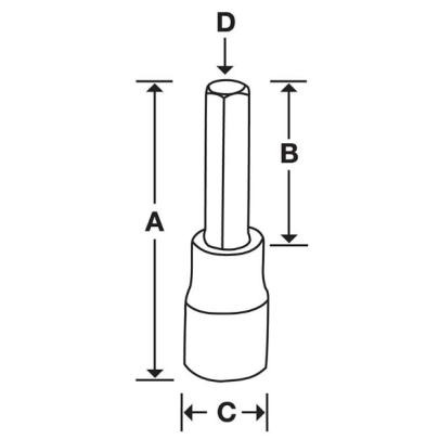 FAXS12E - Nasadka trzpieniowa krótka 3/8" do śrub 6-kątnych calowych, 3/8"