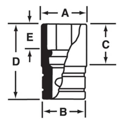 FES160B - Nasadka krótka 3/8" spline 16, 1/2"