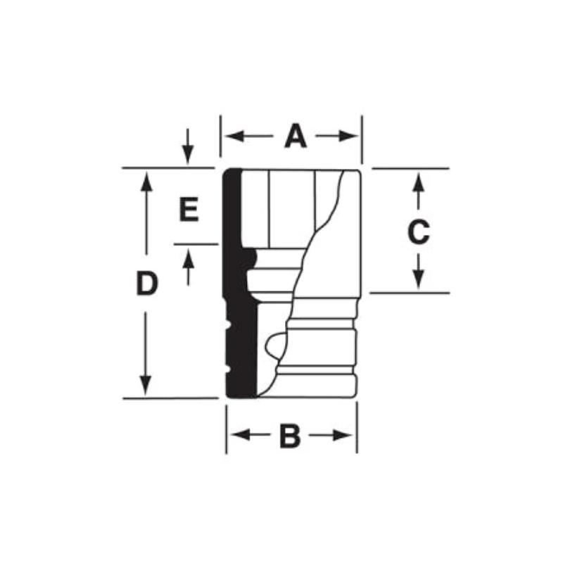 FSS161 - Nasadka 3/8" 6-kątna, Semi-Deep, calowa, 1/2"
