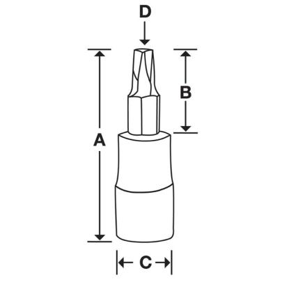 FTXL50E - Nasadka trzpieniowa długa 3/8" do śrub Torx®, T50