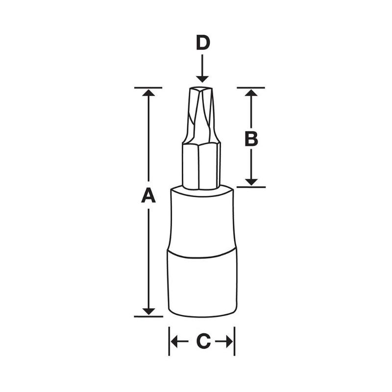 FTXR45E - Nasadka trzpieniowa 3/8" do śrub Torx® Tamper Resistant z otworem, T45