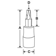 FTXR27TPE - Nasadka trzpieniowa 3/8" do śrub Torx Plus® Tamper Resistant z otworem, IPR27