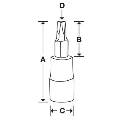 FTXR27TPE - Nasadka trzpieniowa 3/8" do śrub Torx Plus® Tamper Resistant z otworem, IPR27
