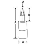 FTXR50TPE - Nasadka trzpieniowa 3/8" do śrub Torx Plus® Tamper Resistant z otworem, IPR50