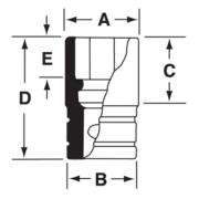 GF121 - Nasadka czerniona 3/8" 12-kątna, krótka, calowa, 3/8"