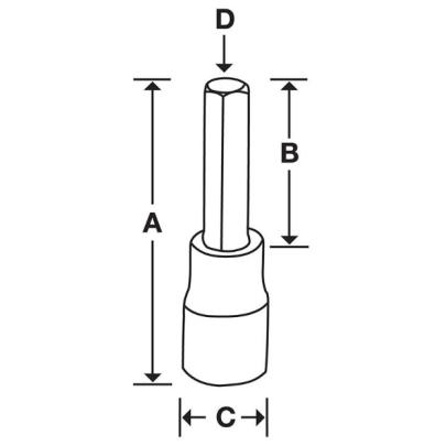 GFA4E - Nasadka trzpieniowa  3/8" czerniona do śrub 6-kątnych calowych, 1/8"