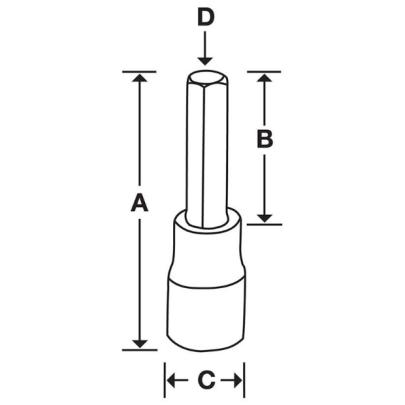 GFA5E - Nasadka trzpieniowa  3/8" czerniona do śrub 6-kątnych calowych, 5/32"