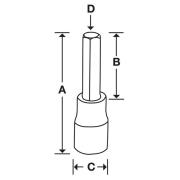 GFA7E - Nasadka trzpieniowa  3/8" czerniona do śrub 6-kątnych calowych, 7/32"