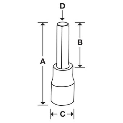 GFA7E - Nasadka trzpieniowa  3/8" czerniona do śrub 6-kątnych calowych, 7/32"