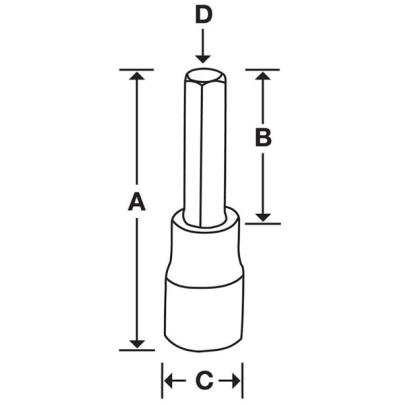 GFA10E - Nasadka trzpieniowa  3/8" czerniona do śrub 6-kątnych calowych, 5/16"
