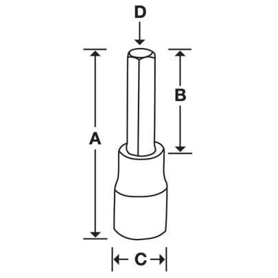 GFA12E - Nasadka trzpieniowa  3/8" czerniona do śrub 6-kątnych calowych, 3/8"