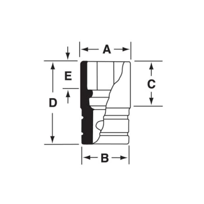GFS081 - Nasadka czerniona 3/8" 6-kątna, krótka, calowa, 1/4"