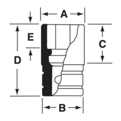 GFS141 - Nasadka czerniona 3/8" 6-kątna, krótka, calowa, 7/16"