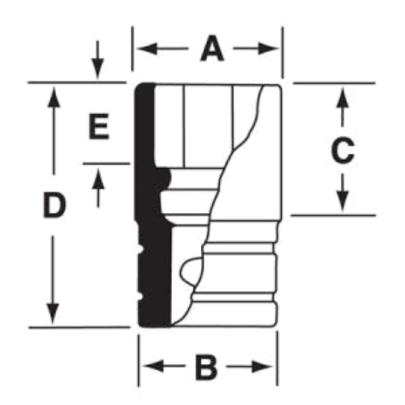 GFS161 - Nasadka czerniona 3/8" 6-kątna, krótka, calowa, 1/2"