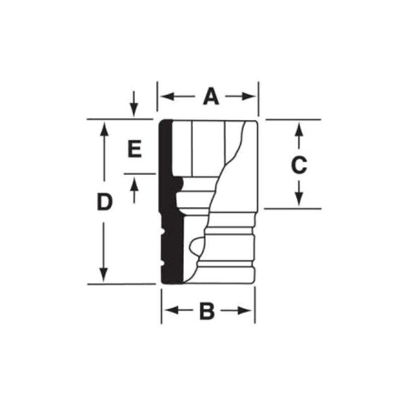 GFS201 - Nasadka czerniona 3/8" 6-kątna, krótka, calowa, 5/8"