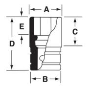 GFS221 - Nasadka czerniona 3/8" 6-kątna, krótka, calowa, 11/16"