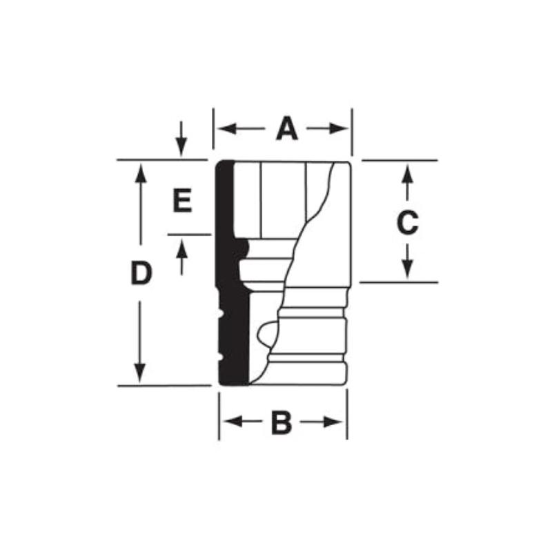 GFS241 - Nasadka czerniona 3/8" 6-kątna, krótka, calowa, 3/4"