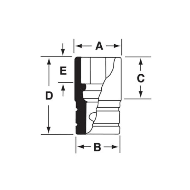 GFS281 - Nasadka czerniona 3/8" 6-kątna, krótka, calowa, 7/8"