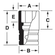 GFS281 - Nasadka czerniona 3/8" 6-kątna, krótka, calowa, 7/8"