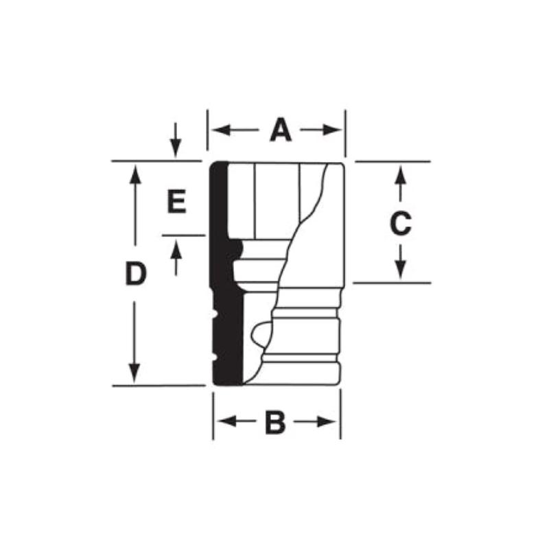 GS181A - Nasadka czerniona 1/2" 12-kątna, długa, calowa, 9/16"
