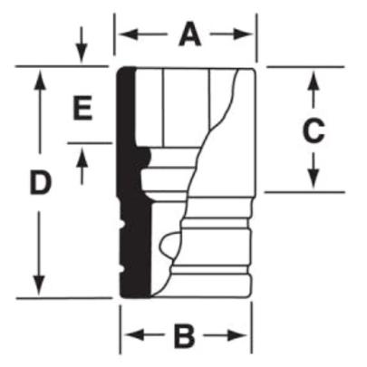 GS181A - Nasadka czerniona 1/2" 12-kątna, długa, calowa, 9/16"