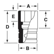 GS221 - Nasadka czerniona 1/2" 12-kątna, długa, calowa, 11/16"