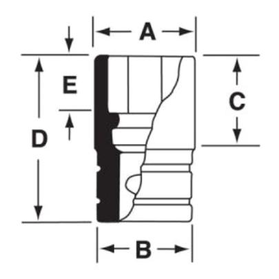 GS221 - Nasadka czerniona 1/2" 12-kątna, długa, calowa, 11/16"