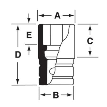GS241 - Nasadka czerniona 1/2" 12-kątna, długa, calowa, 3/4"