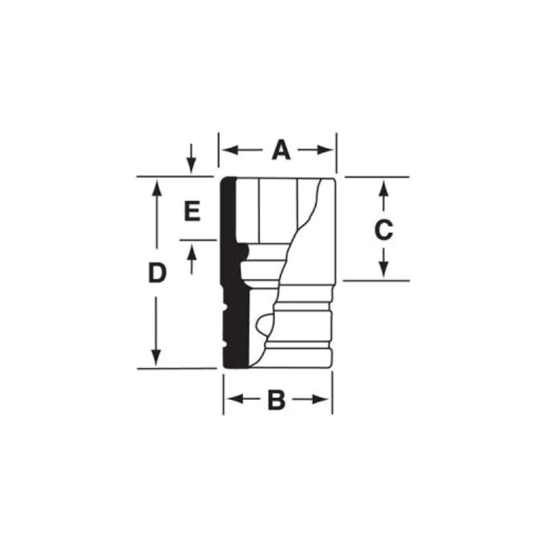 GS281 - Nasadka czerniona 1/2" 12-kątna, długa, calowa, 7/8"