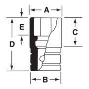 GS281 - Nasadka czerniona 1/2" 12-kątna, długa, calowa, 7/8"