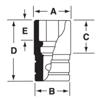 GS281 - Nasadka czerniona 1/2" 12-kątna, długa, calowa, 7/8"