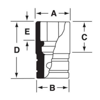 GS321 - Nasadka czerniona 1/2" 12-kątna, długa, calowa, 1"