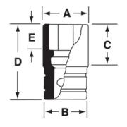 GS381 - Nasadka czerniona 1/2" 12-kątna, długa, calowa, 1'3/16"